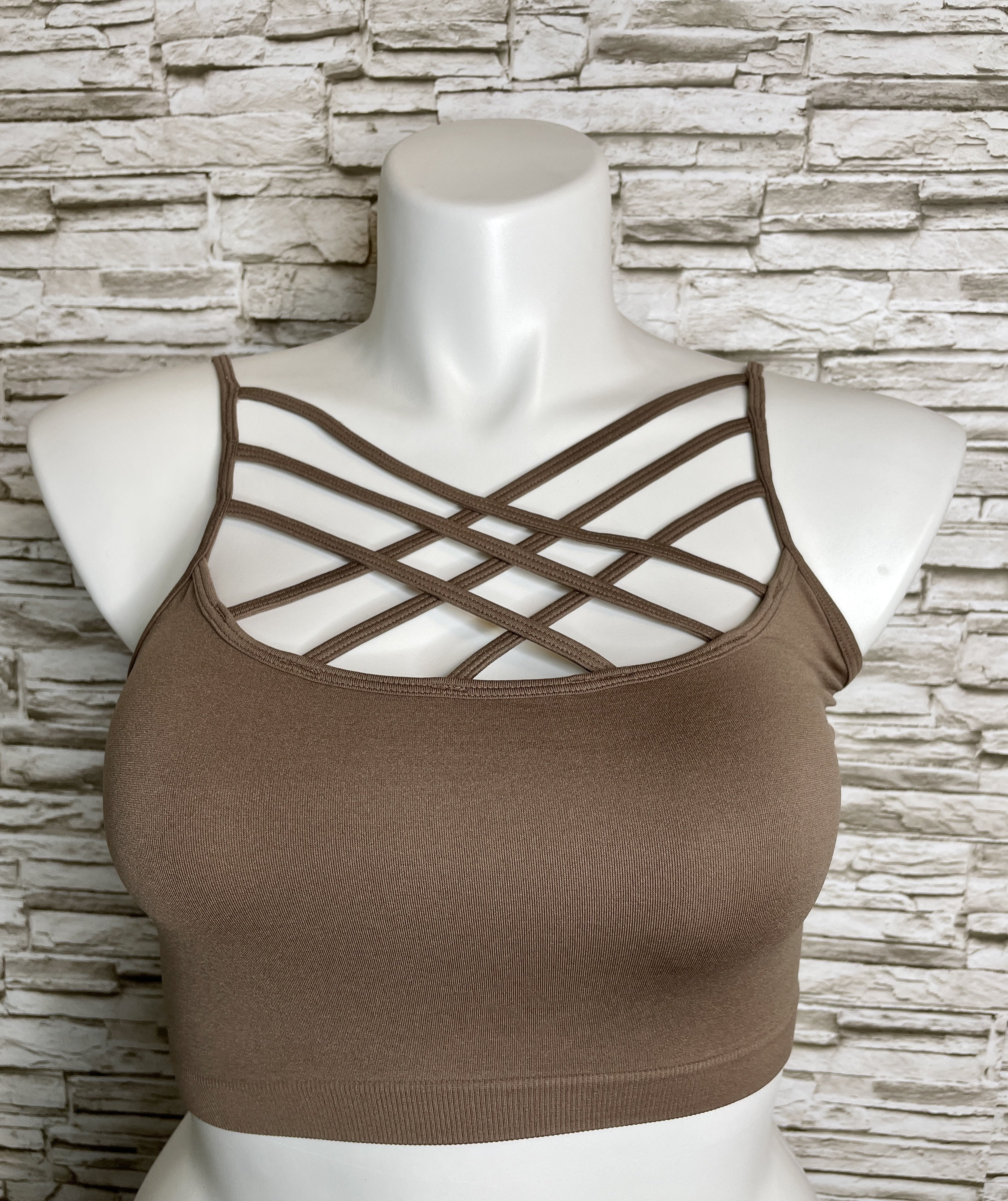 Criss Cross Bralettes in Mocha
