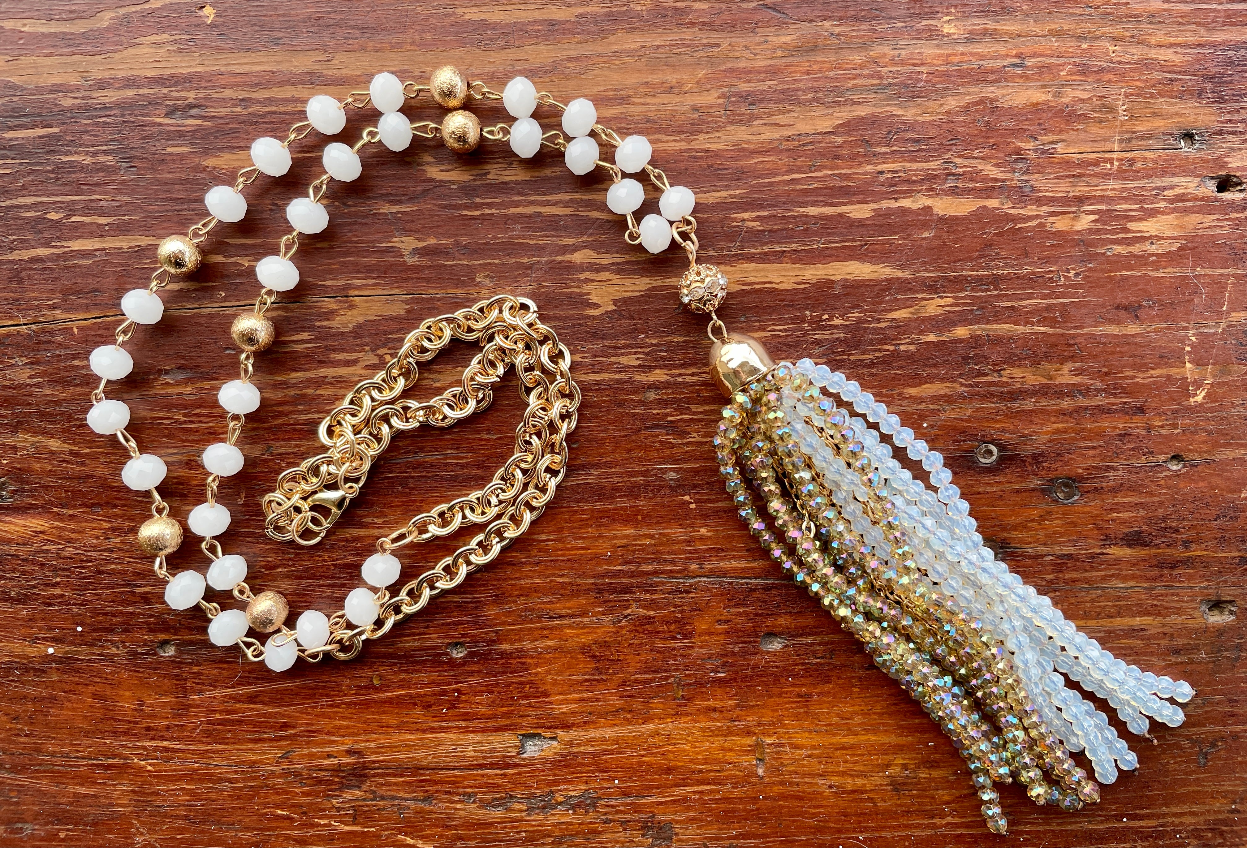 Shining Crystal Tassel Necklace