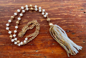 Shining Crystal Tassel Necklace