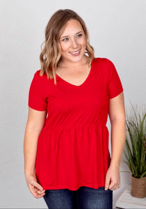 Sarah Ruffle Top - Red