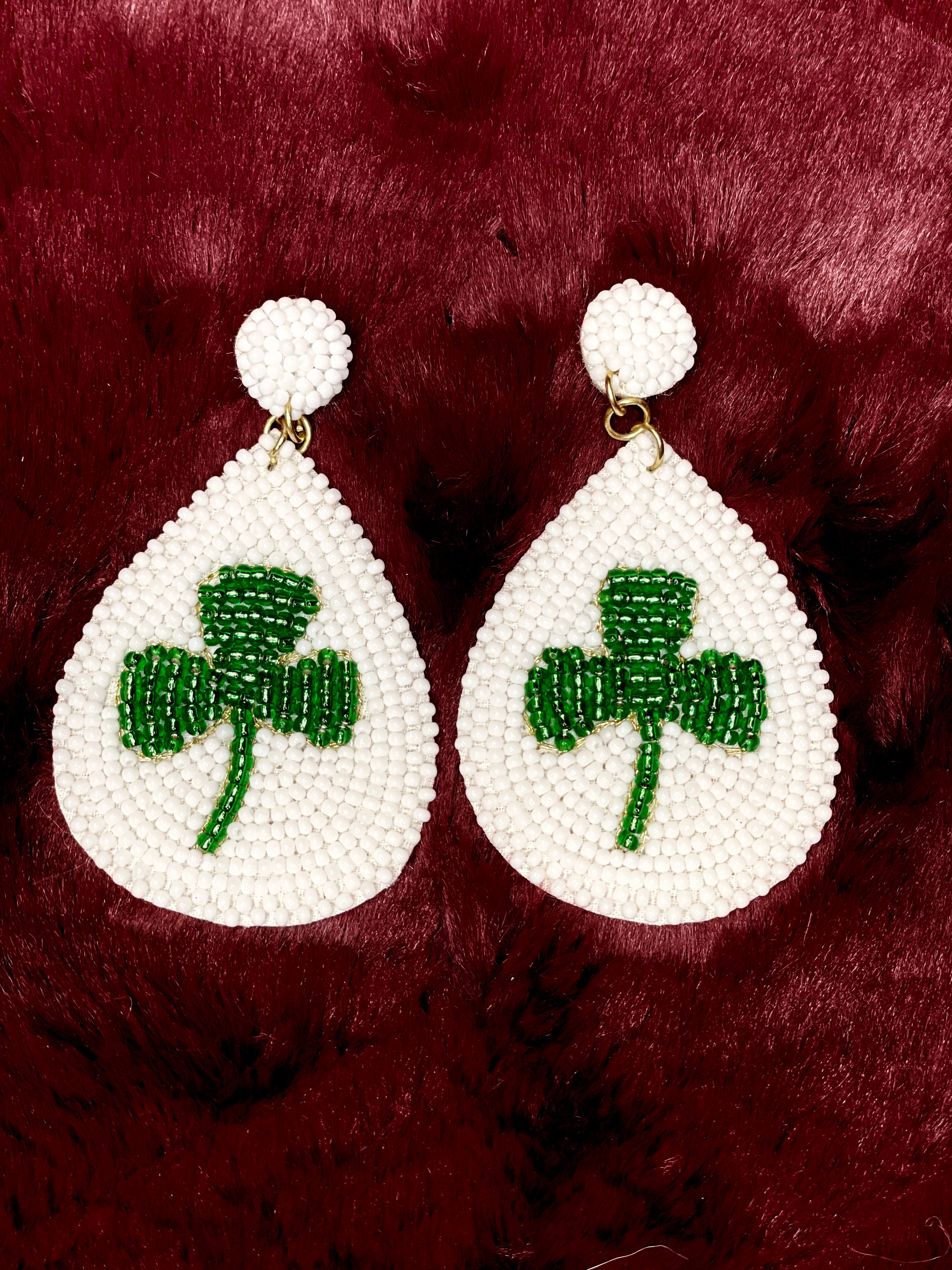 Shamrock Earrings in White