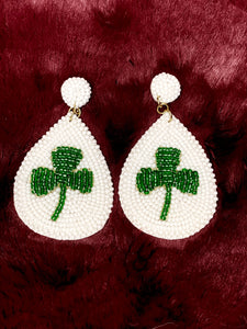 Shamrock Earrings in White