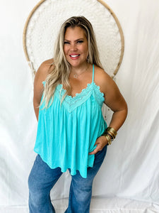 Leni Lace Cami in Turquoise