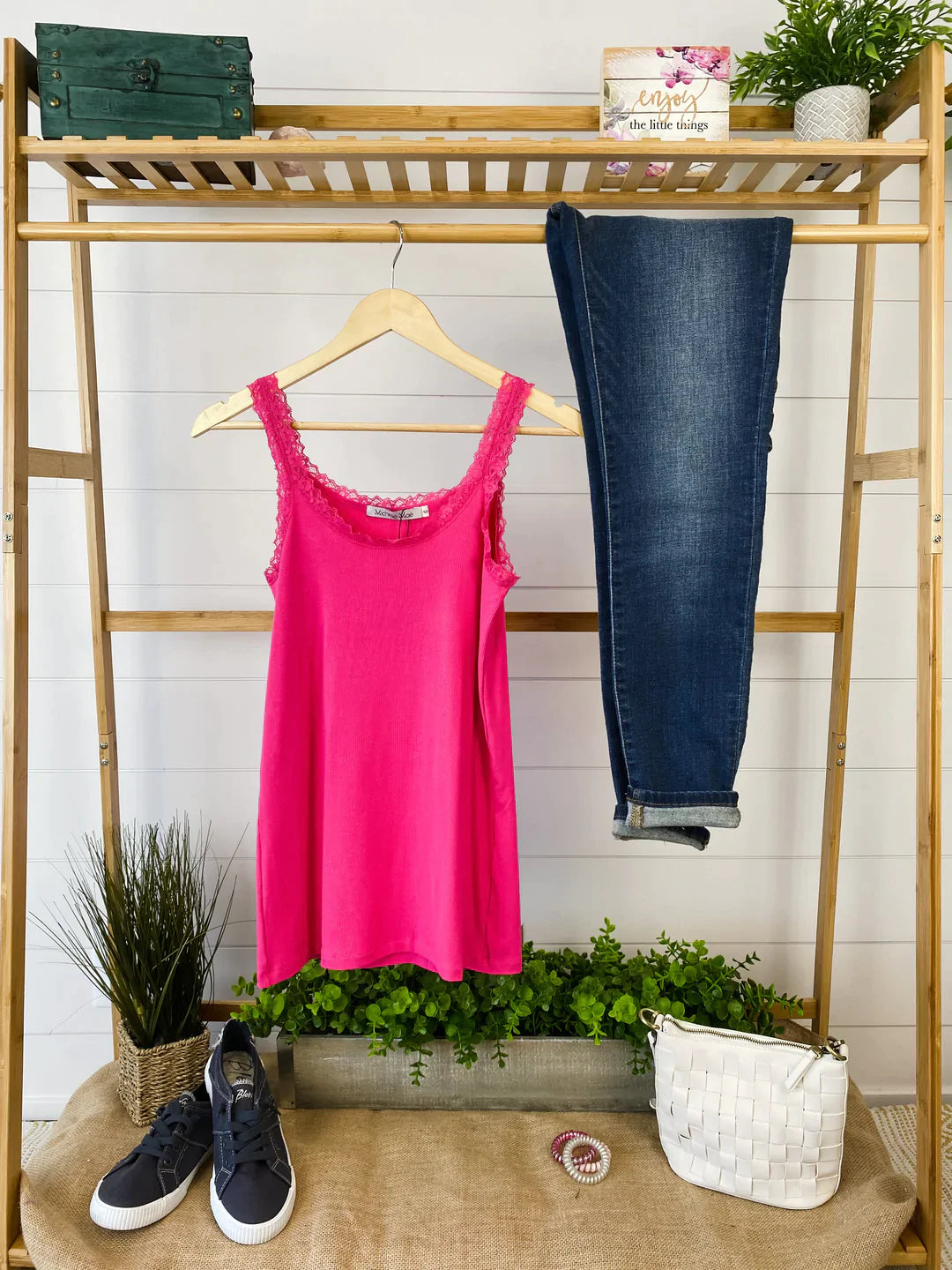 Lexi Lace Tank in Pink