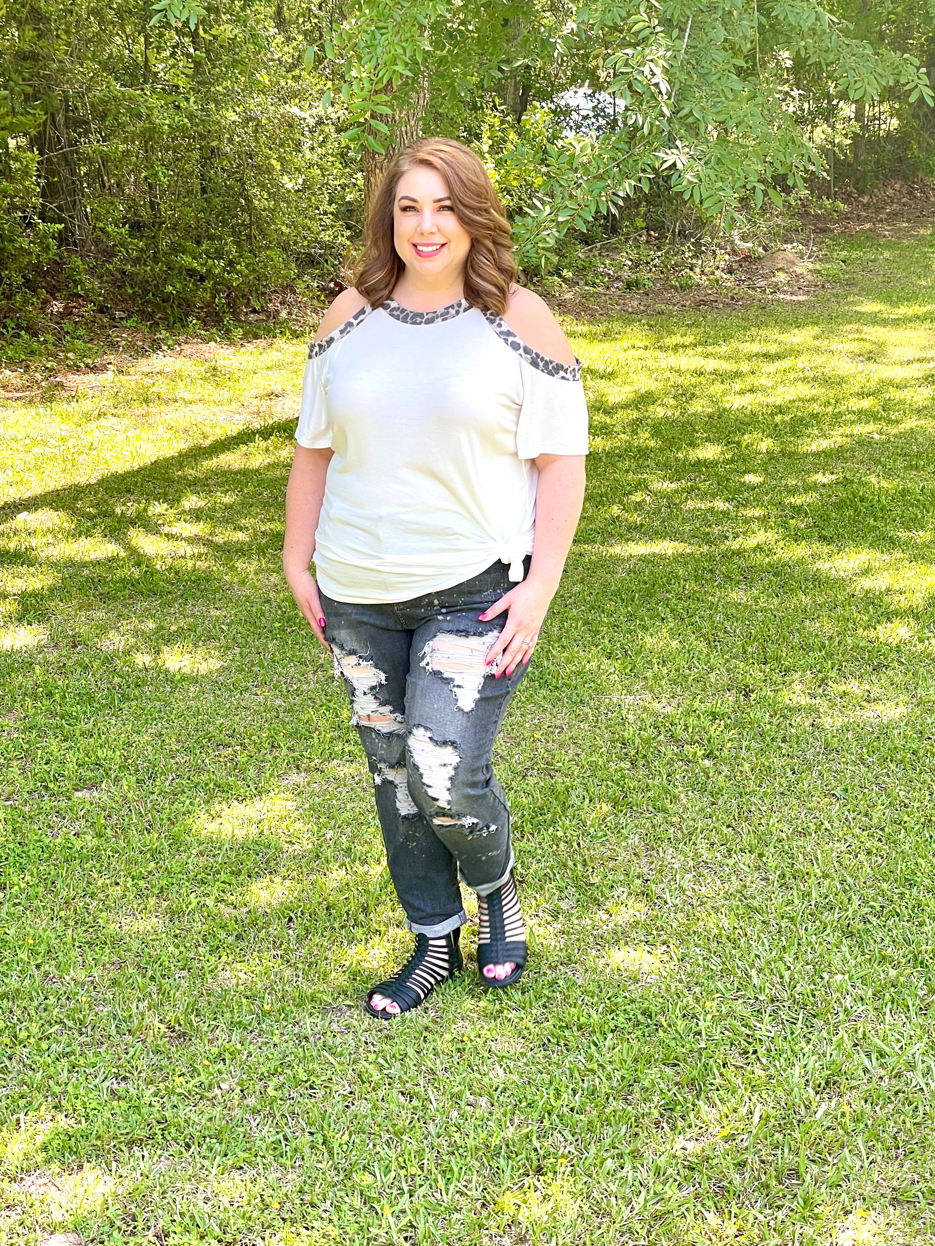 Hello There Cold Shoulder Top