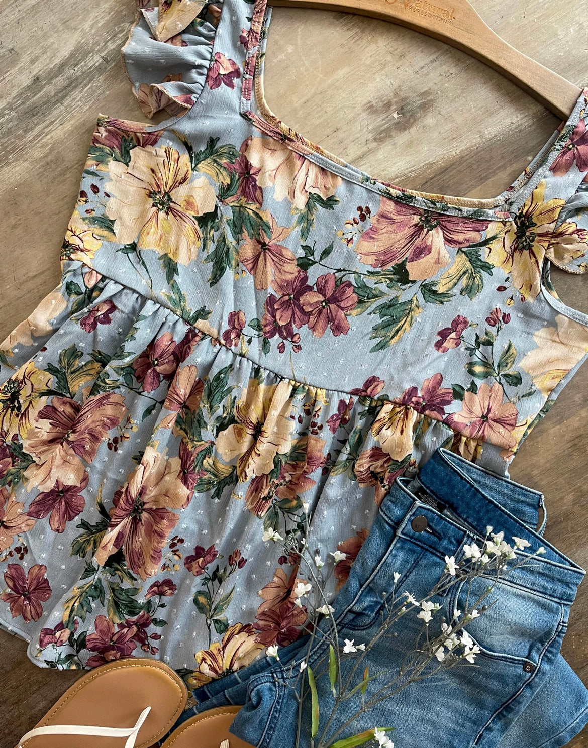 Silva Floral Top in Blue