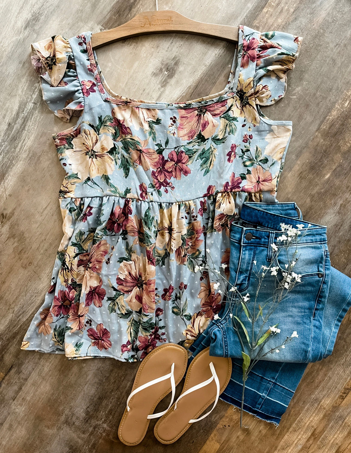 Silva Floral Top in Blue