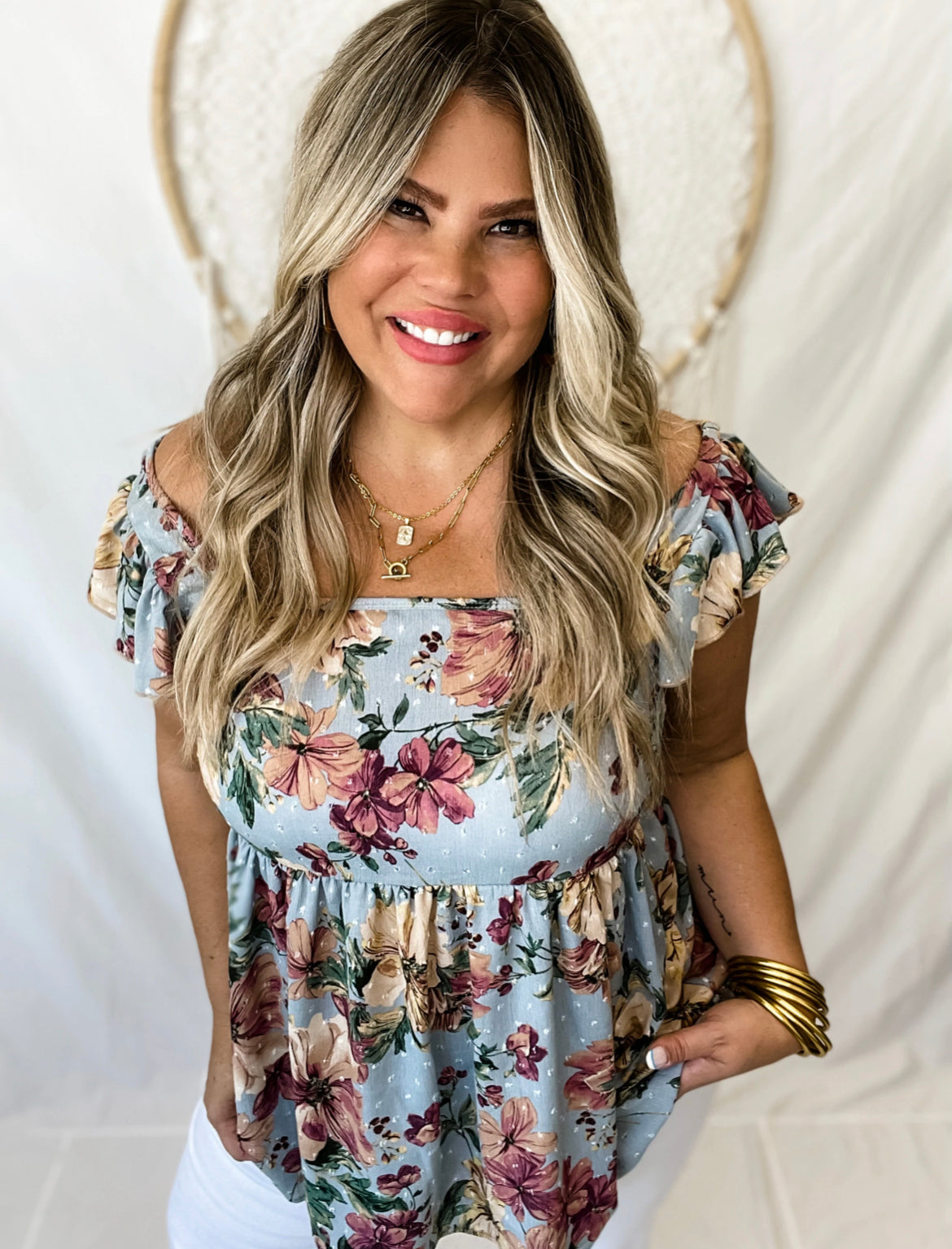 Silva Floral Top in Blue
