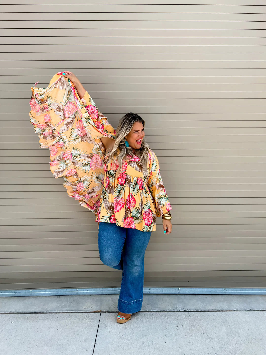 Heidi Palm Kimono in Mango