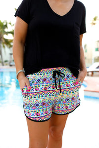 Maya Aztec Drawstring Shorts