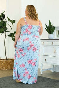 Savannah Maxi Dress in Dusty Blue Floral