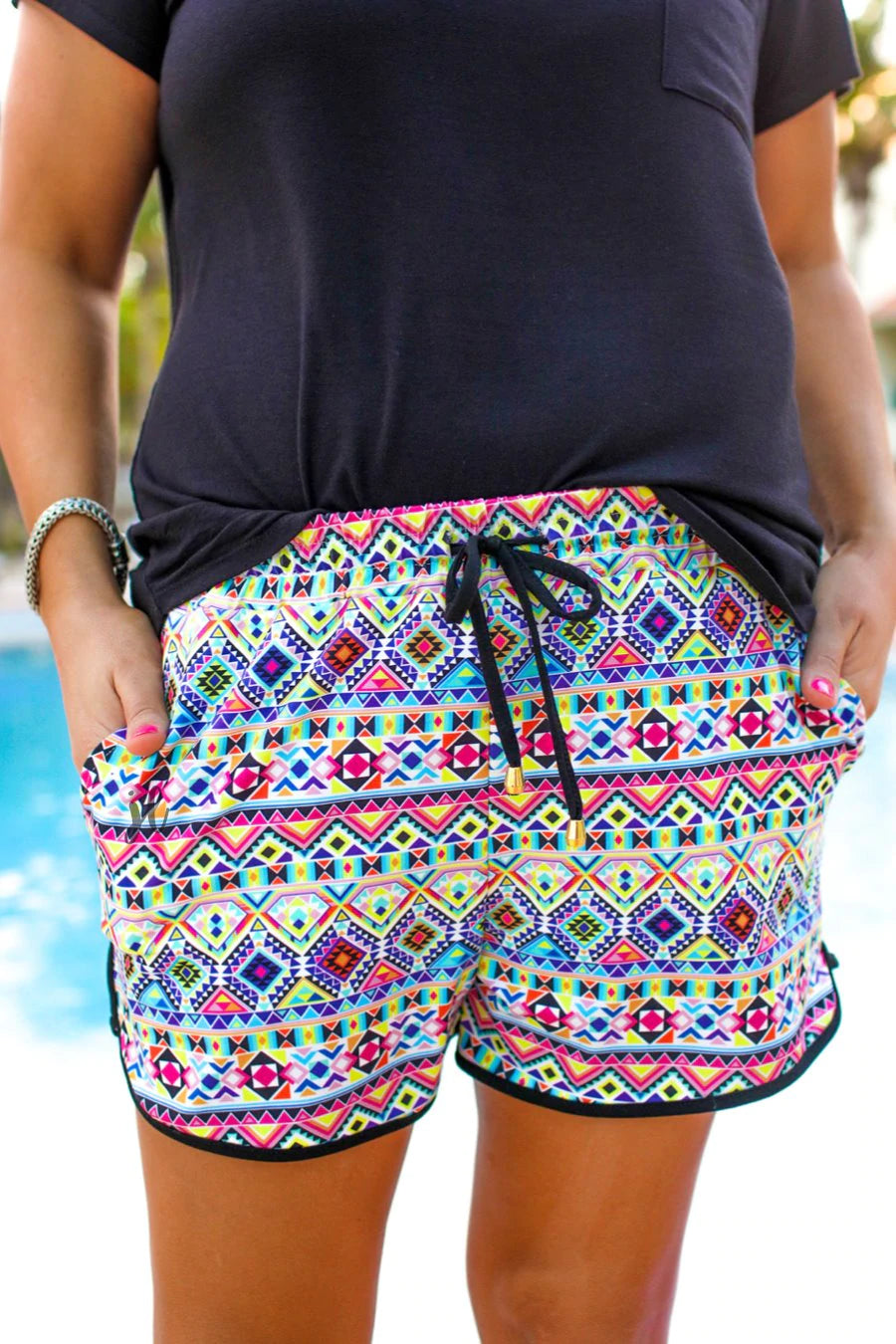 Maya Aztec Drawstring Shorts