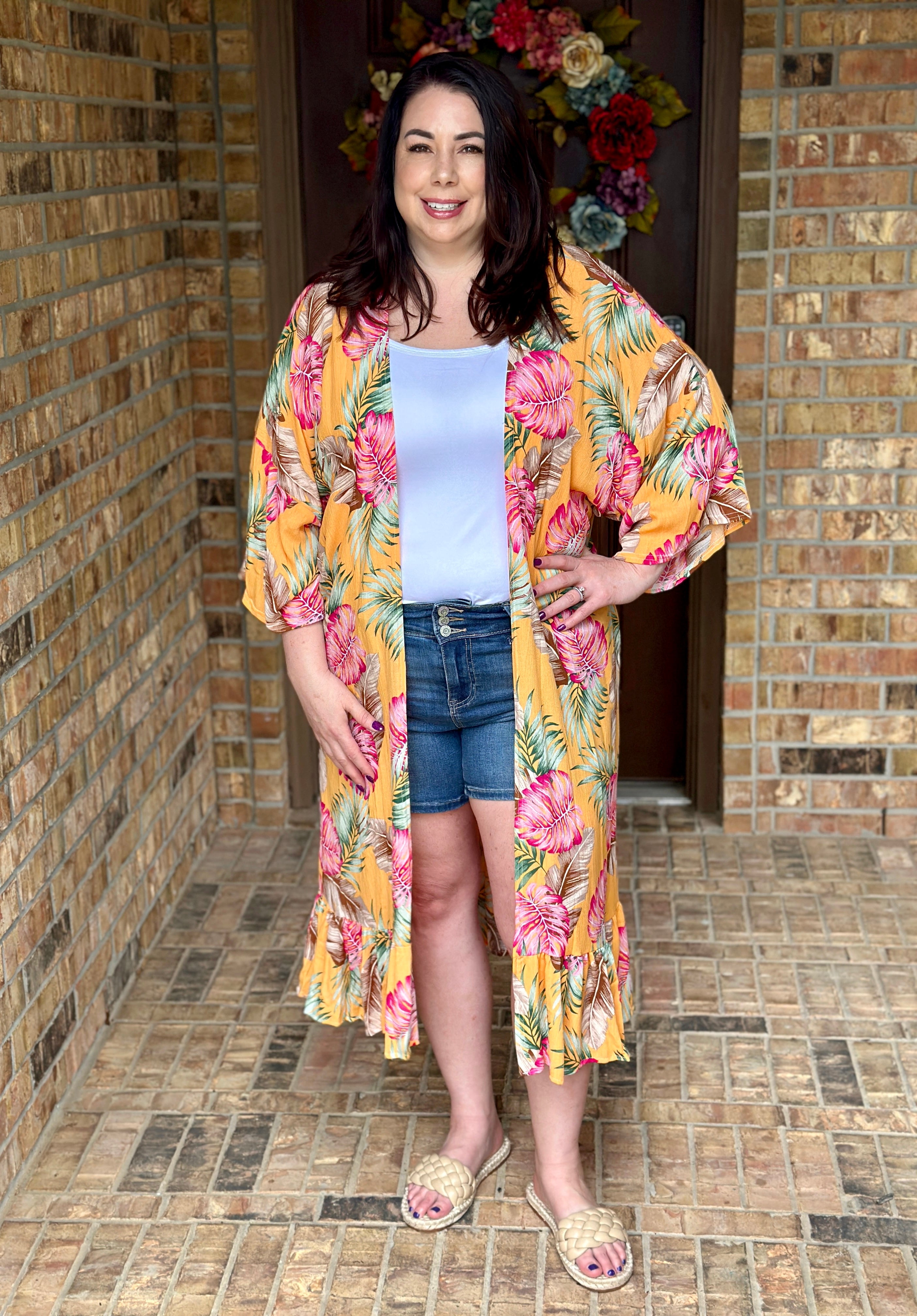 Heidi Palm Kimono in Mango