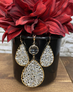 Crystal Rhinestone Teardrop Necklace Set