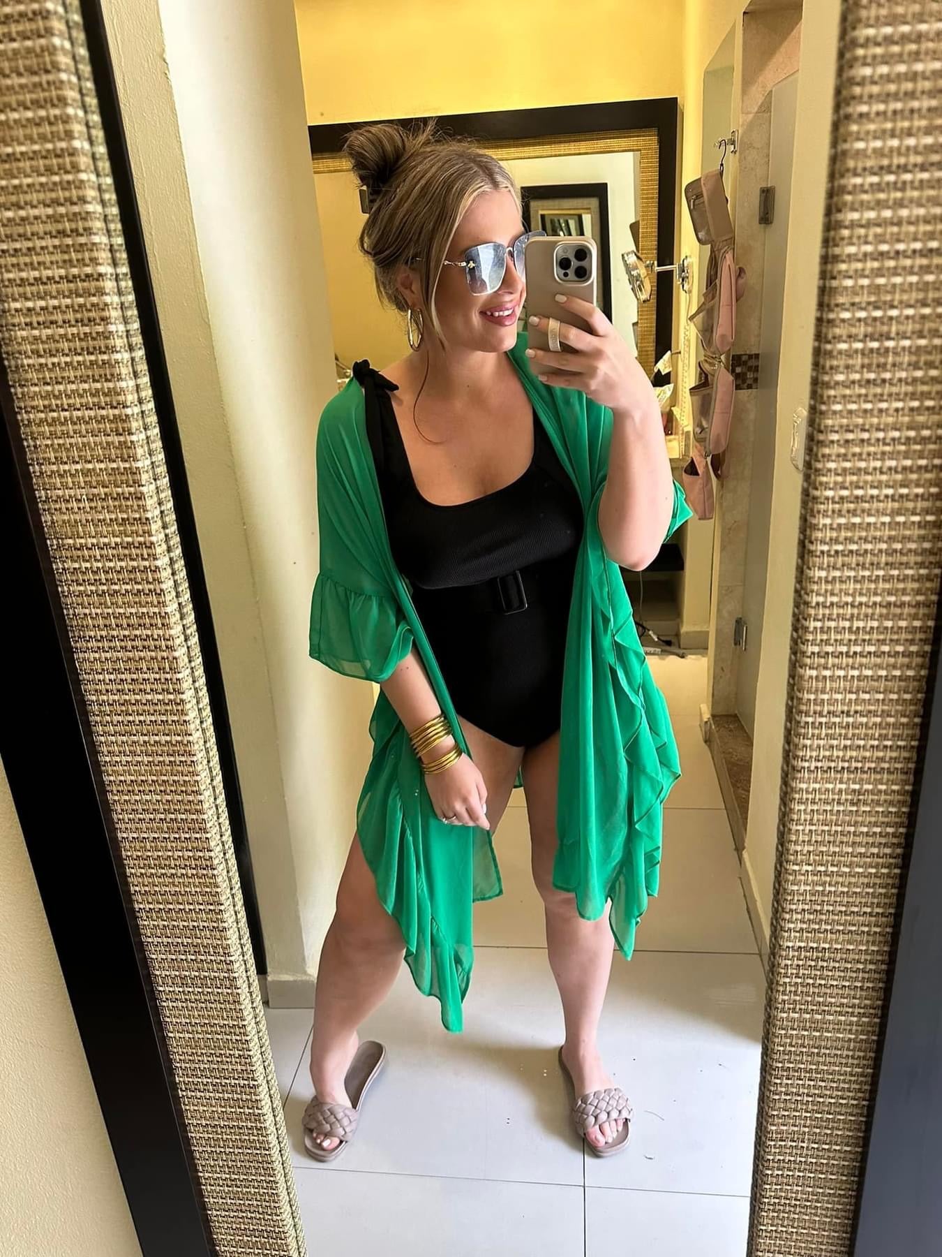 Delilah Ruffle Kimono - Green