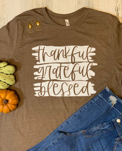 Thankful Grateful Blessed T-shirt - Small