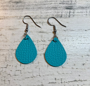 Teal Leather Earrings