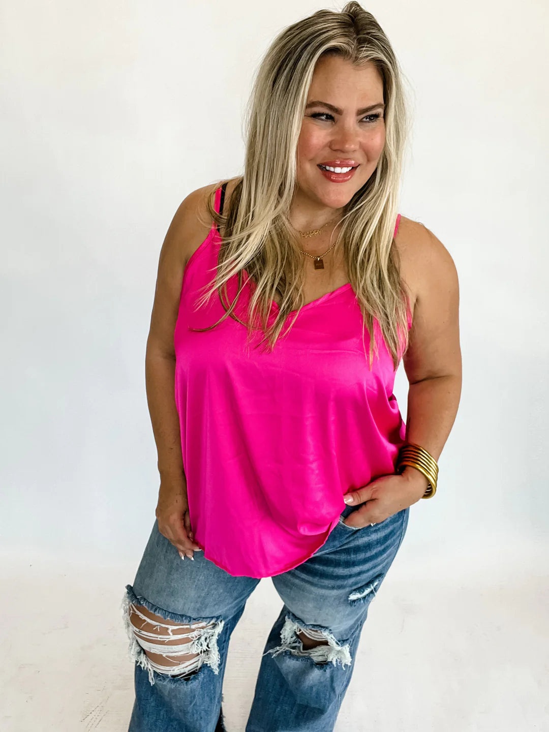 Fuchsia Satin Cami