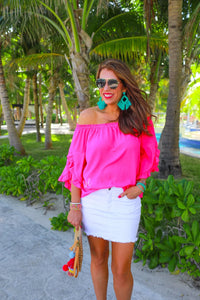 Maui Off the Shoulder Top in Pink