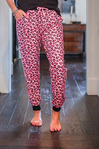 Pink Leopard Drawstring Joggers