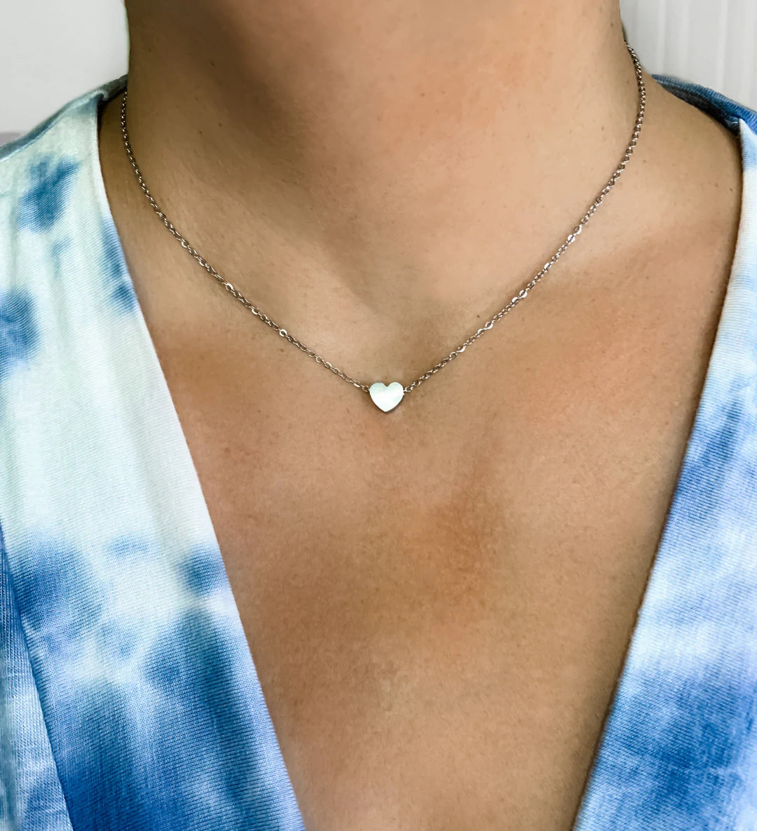 Petite Heart Necklace in Silver