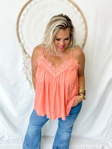Leni Lace Cami in Coral